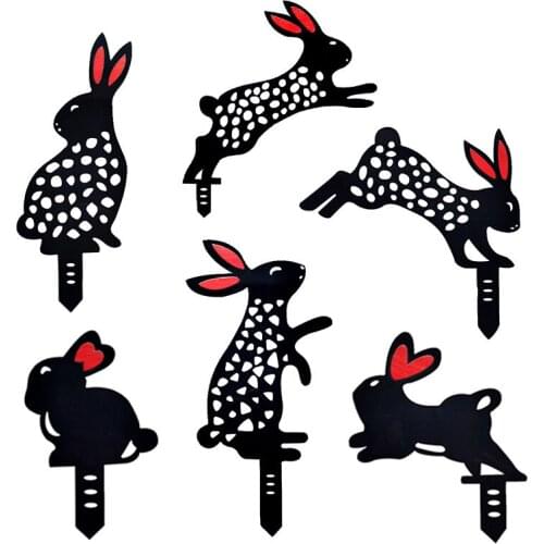 Creative Rabbit Yard Decor Lawn Stakes Gardening Ornaments Acrylic Black Chicken Art Gardening Gift Yard Decoration New Fashion