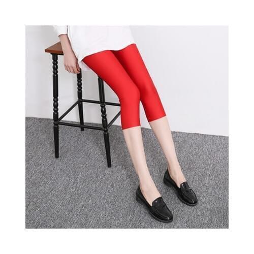 Women Sexy Leggings Summer Capris Neon High Waist Jeggings Large Size Plus Spandex Female Fitness Thin Short Pants