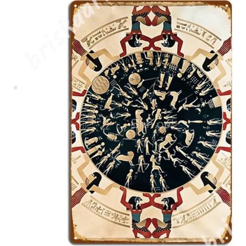 Dendera Egyptian Zodiac Metal Signs Kitchen Customize Cinema Living Room Mural Painting Tin sign Posters