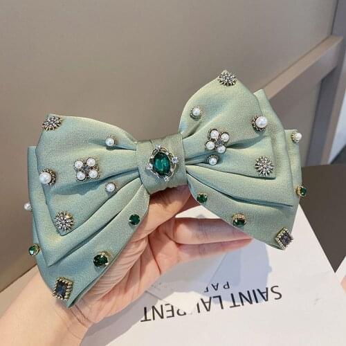 Retro multi-layer satin water drill pearl hair clip mastodle mastodon top clip spring clip snap hair clips accces