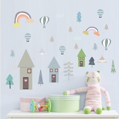 Cartoon Rainbow Wall Sticker For Kids Room Baby Nursery Children Bedroom Living Room House Decoration Removable Kids Sticker