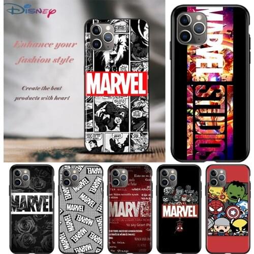 Marvel Avengers For Apple iPhone 12 11 Pro Max mini XS Max XR X 8 7 6 6S Plus 5S SE 2020 Soft Black Phone Case