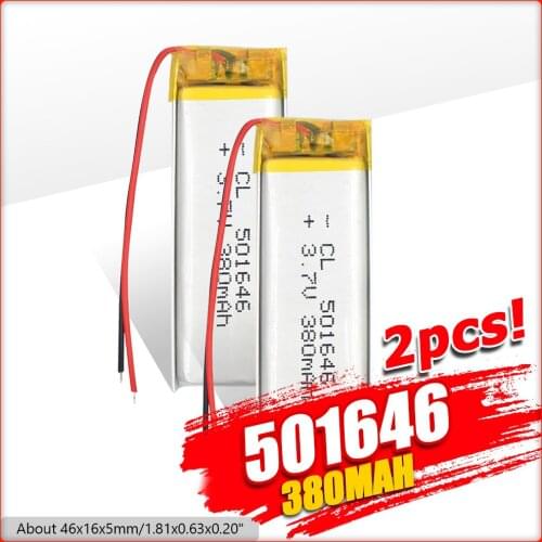 New Rechargeable 3.7V 380mAh 501646 Lithium Polymer LiPo Battery ion cells For Samsung player small toy headphones