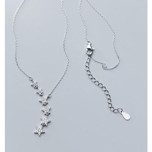 Tassel Zircon Star Charm Pendant Necklace For Women Choker Engagement 925 Sterling Silver Jewelry dz825