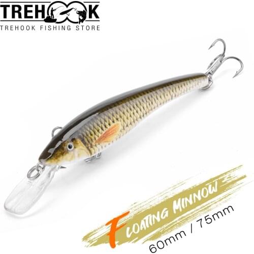 TREHOOK 3g 6g Black Minnow Fishing Lure Floating Wobblers Crankbait Hard Artificial Bait Pike Minnow Lures Trout Jerkbait