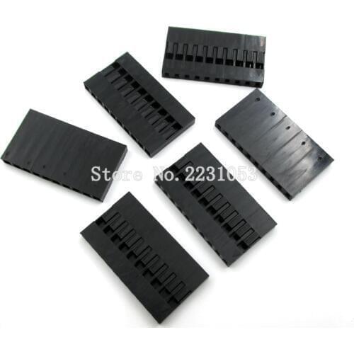50PCS Dupont connector 1*10P 1*10 pin 10 Pin Single Row 2.54 mm Plastic Shell Through Hole Housing Jumper Wire Cable Housing