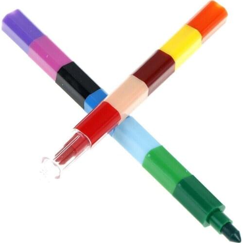 New 1Set Colorful 12 Colors Oil Paint Pen Cratons Stacker Drawing Kids Pen For Children Gift Pastel G4G5 Art Pencils Cr Pai F6O0