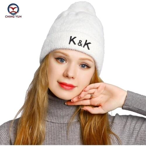 New Autumn Winter New Knitted Hat For Women Fashion rabbit fur Big Hair Ball Plus Velvet Double Thick Winter Warm Hedging hats