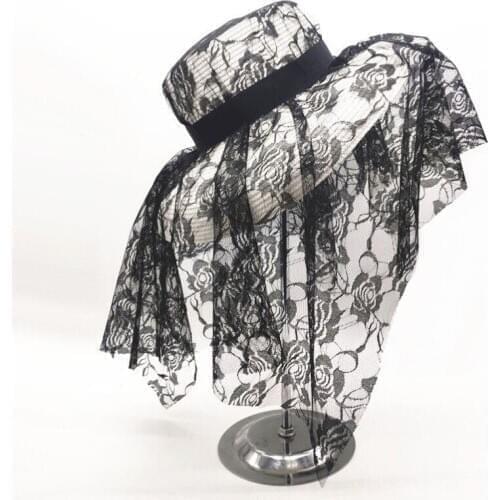 Summer outside holiday beach straw hat Lady Wide brim sun hat Women Sun protection caps Floppy gauze Yarn Panama gorros