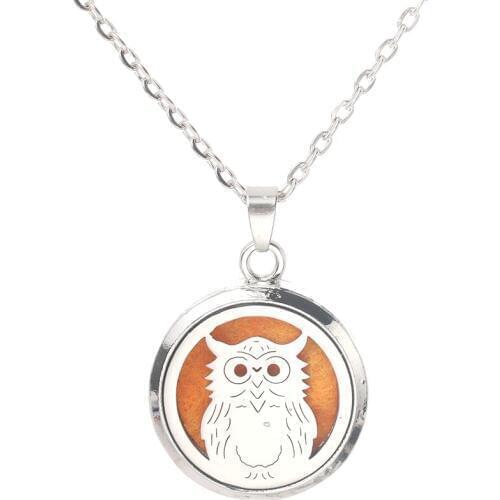Owl Aroma Box Pendant Necklace Magnetic Aromatherapy Essential Oil Diffuser Perfum Box Locket Pendant Fine Jewelry 27mm