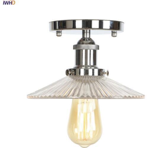 IWHD Industrial Decor Glass LED Ceiling Light Bedroom Porch Living Room Silver Loft Eidson Ceiling Lamps Plafonnier Luminaria