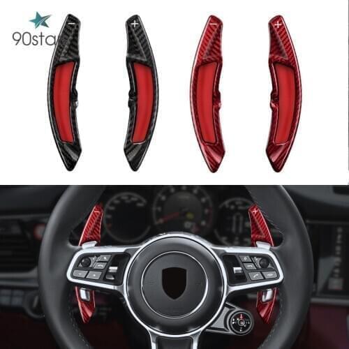 Real Carbon Fiber Steering Wheel Shift Paddle Extension For Porsche 911 718 Cayman Panamera Elastic Device Car Accessories