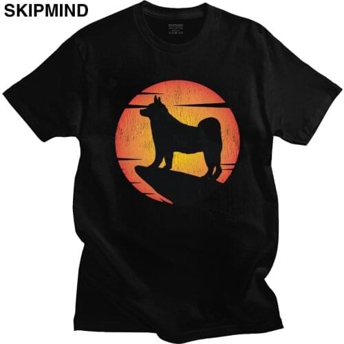 Vintage Grunge Akita Inu Sunset T Shirt for Men Short Sleeved Japanese Dog Summer Tee Soft Cotton T-shirt Merchandise Gift Idea