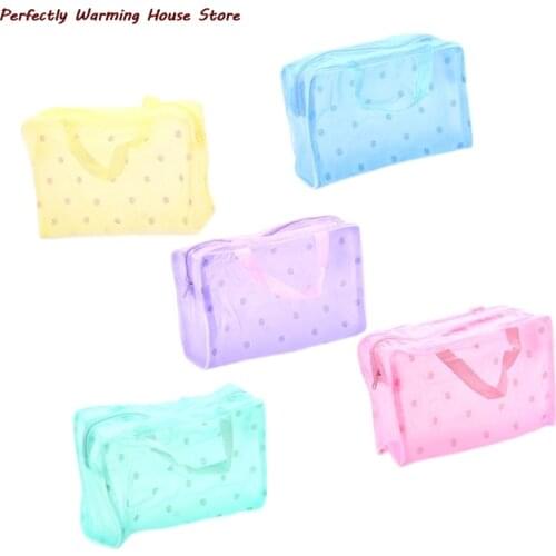 1PC Waterproof Transparent Cosmetic Bag Women Floral PVC Travel Toiletry Bathing Storage Bag Make Up Organizer Bag 5 Colors