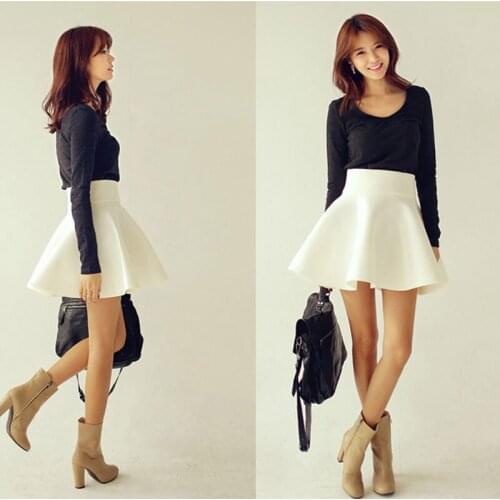 S-2XL Plus Size Sexy Skirt Women 2021 Solid Thick Tutu Skirts High Waist Flared Super Mini Skater Super Short Skirt