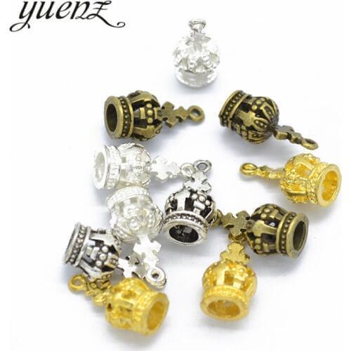 YuenZ 10 pcs Antique Silver color Charms Metal 3D Crown Charm Pendant Jewelry Making 18*9mm N225