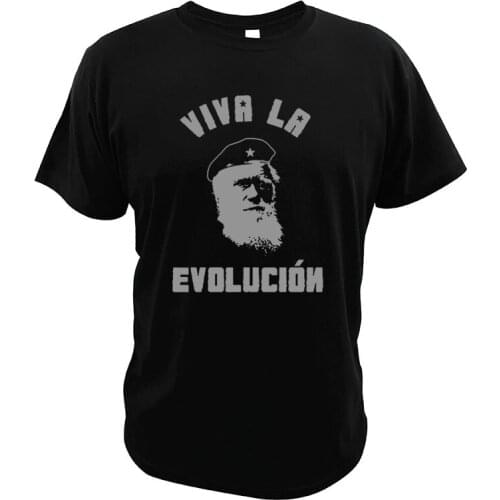 Funny Viva-La Evolucion T-Shirt Charles-Darwin Evolution Funny Parody Vintage Biologist Geek Funky T Shirt