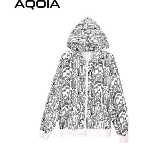 2021 Spring Harajuku Women Hoodies Cartoon Printing Zip Up Loose Oversize Womens Sweatshirt Japan Style Hip Hop Y2K Female Coat