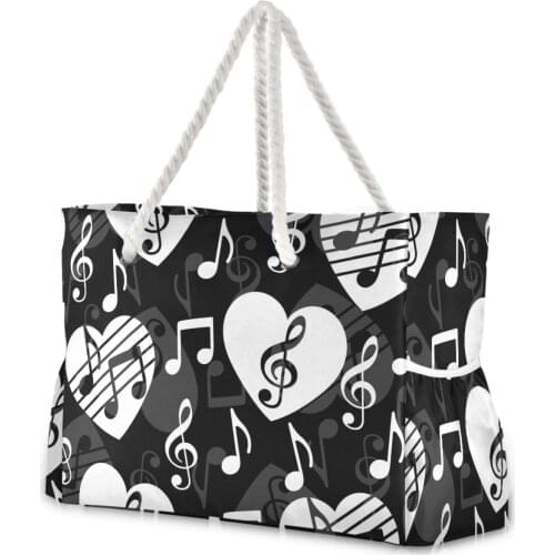 Ladies Hand Nylon Big Beach Shoulder Women Messenger Tote Bags Female Handbags Music Note Print Famous Brand New Bags For Women