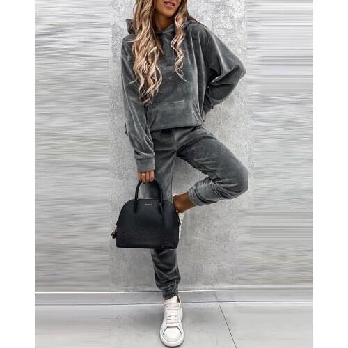 2021 Two Piece Women Set Sport Casual Outfit Fall Clothes for Women Sweatshirt Jumper Top Sweatpants Set Women Suit Tracksuit