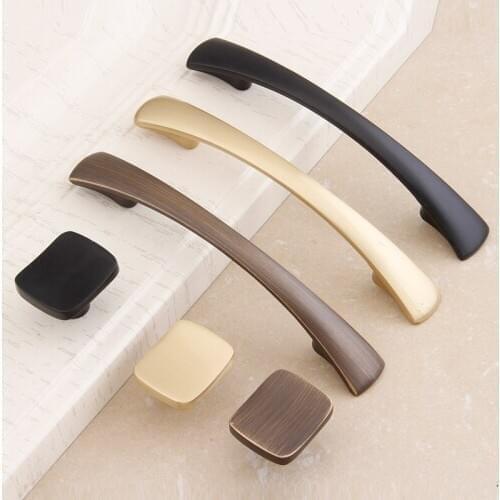 Gold/ Black Brass Kitchen Cabinet Handles Bedroom Furniture Handle Drawer Pull Knobs Dresser Knob Wardrobe Hardware