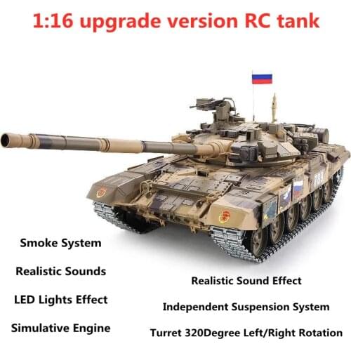 1:16 Upgrade Version RC Tank Radio Remote Control Toys L65cm Metal Track Military Model Smoke System Childrens Toy Gift