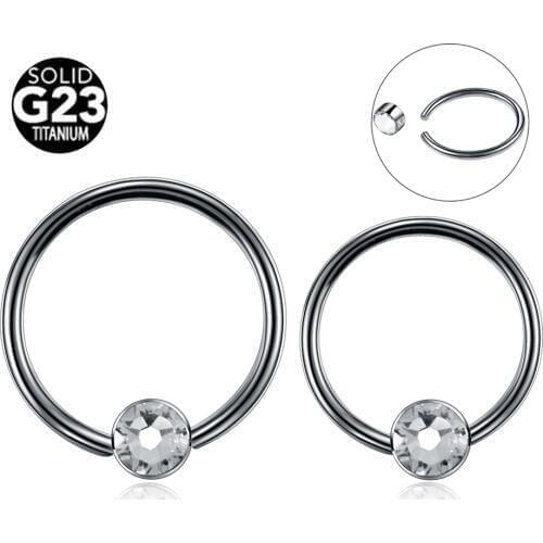 10pcs/lots G23 Titanium CBR with Flat Gem Nose Ring Daith Earrings Helix Piercing Horseshoe Ring Piercing Nariz 16G Nose Hoop