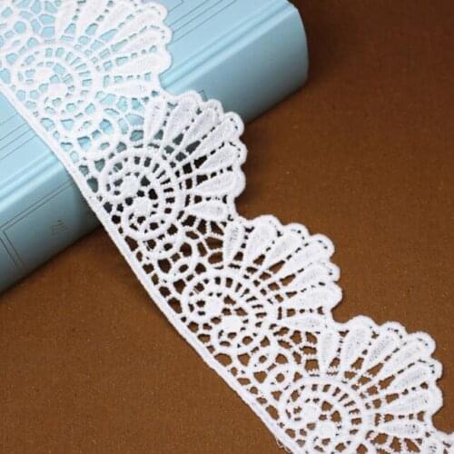 15yards White Scallop Milk Silk Embroidered Lace Edge Trim Ribbon Applique Sewing For Home Clothing Wedding Dress Decoration