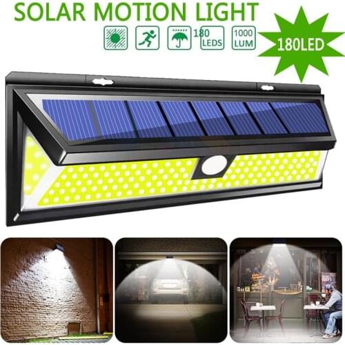 180 LED Solar Outdoor Garden Yard Lighting Motion Sensor Light 3 Modes Waterproof Energy Saving Pathway Solar Power Wall Lamps