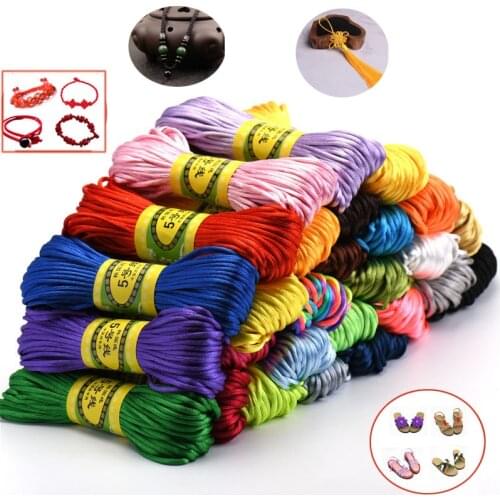 20m 2.5mm Braided Macrame Silk Satin Cord Rope DIY Jewellery Bracelet Making Beading Thread String Chinese Knotting Wire Cord