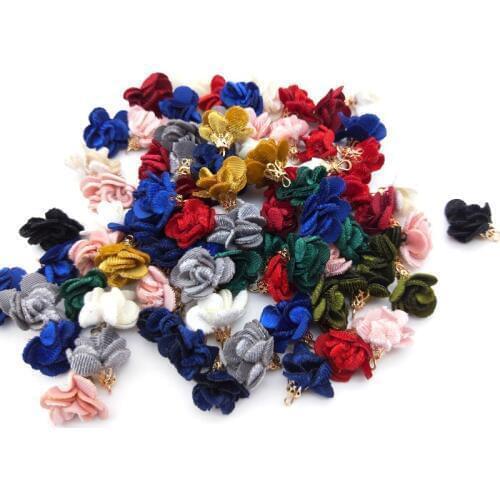 20pcs Colorful Flower Fabric Multilayer Tassels Diy Earrings Keychain Making Findings Sewing Fringe Tassel For Decoration Cloth