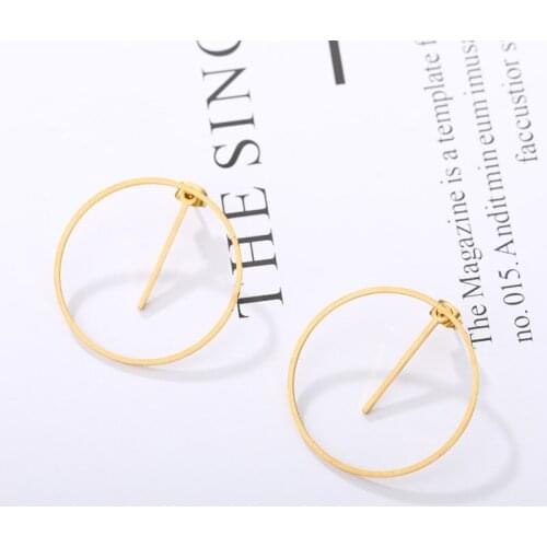 2020 Simple Trendy Gold Color Geometric Round Line Earring Beauty Big Round Circle Earring For Women Christmas Jewelry Gift