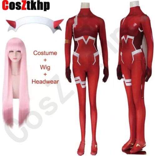 2021 Darling in the franxx 02 Zero Two Cosplay Costume for Women Halloween Costume Christmas Carnival Tight 3D Printing Bodysuit