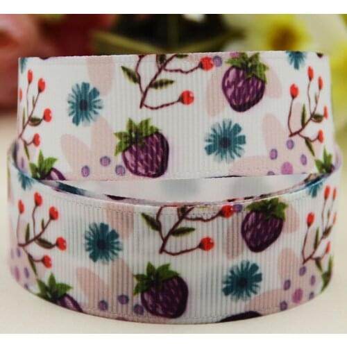 22mm 25mm 38mm 75mm Strawberry Cartoon pattern printed Grosgrain Ribbon party decoration 10 Yards X-04196