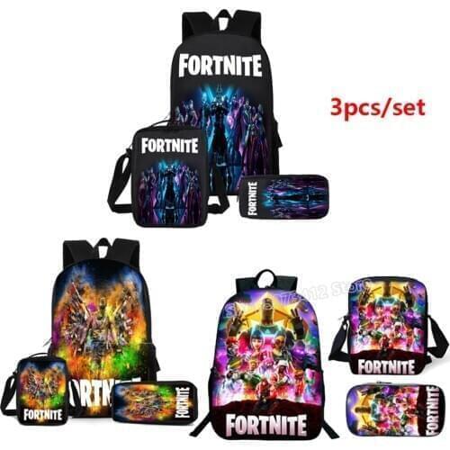 3pcs/set Kid Child Schoolbag Fortnite Backpack Schoolbag Cool Waterproof Schoolbag Fortress Night Student School Bag Kid Toy