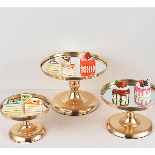 30/25/20cm Wrought Iron Cake Stand Gold Mirror Cupcake Dessert Display Tray Wedding Party Pastry Table Decor Storage Cake Rack