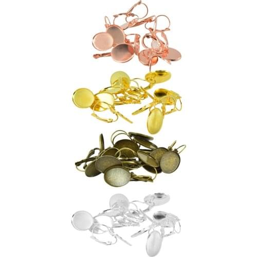 48pcs 18x13mm Oval Bezel French Lever Earrings Base Blanks Earrings Findings