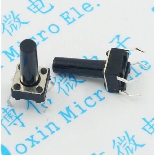 50Pcs/Lot Black Square 6*6*12Mm Square Four Feet Light Touch Switch