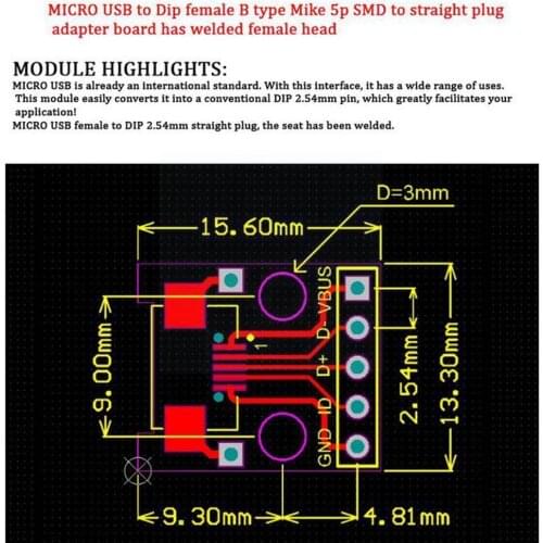 Micro Usb To Dip Adapter 5Pin Female Connector B Type Breadboard Pcb Converter Switch Usb-01 Smt Mother Board Seat Z0X9