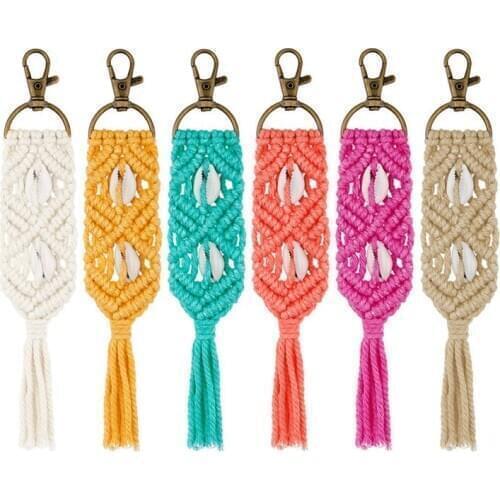 Macrame Tassel Key Chains for Women Bohemia Style Weaving Handmade Key Chain Accessories Shell Accessories Custom Wholesale