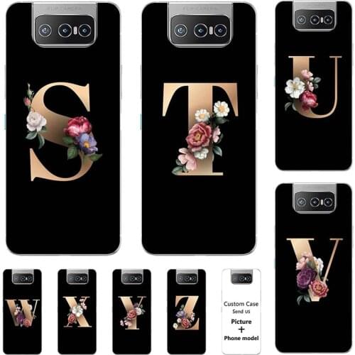 Flower 26 English Name Letters Custom Initial Case For ASUS Zenfone 8 Flip ZS672KS 6.67" Phone Cover
