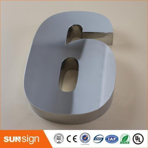 H 25cm Digital Door House Number 6 Stainless Steel numbers