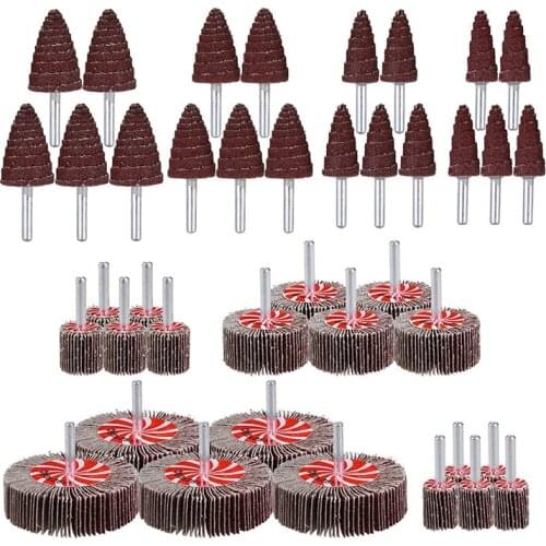 40 Pcs 1/4Inch Abrasive Flap Wheel Sander Set 80 Grit Aluminum Oxide Flap Wheels Cone Shape Sanding Wheel