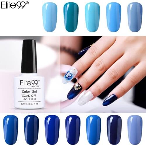 Elite99 10ML Blue Series Gel Nail Polish Soak Off Gel Varnish Semi Permanent Glitter Color Gel Polish Nail Art Lacquer Manicure