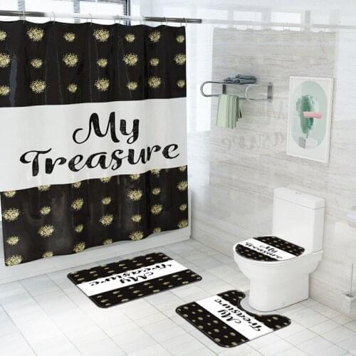 Geometric Black Gold 3D Printed Home Decor Toilet Mats Absorbent Anti-slip Bathroom Bath Mats Set Washable Bathroom Foot Pads