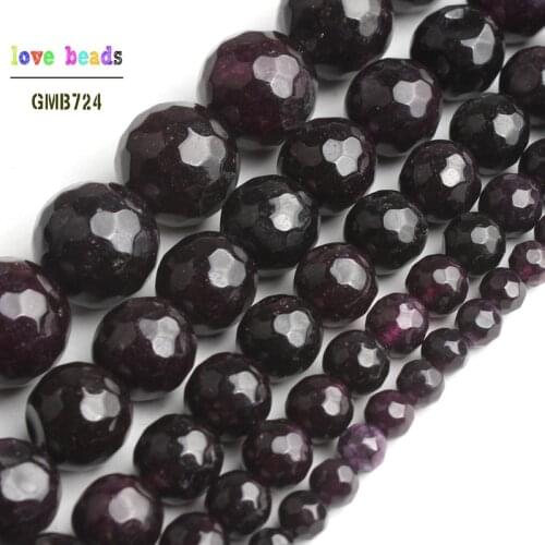 Faceted Dark Purple Crystal Amethysts Round Loose Beads for Jewelry Making DIY Bracelet 15''4/6/8/10/12mm