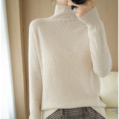 Cashmere sweater women new thin sweater 100% pure wool women high neck loose large size cashmere sweater sweater