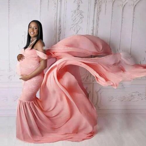 Lace Patchwork Sexy Maternity Dresses For Photo Shoot Long Pregnancy Dress Maxi Gown Split Side Women Pregnant Photography Props