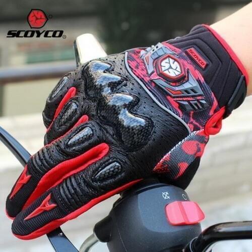 2017 Summer New SCOYCO off-road motorcycle gloves carbon fiber Locomotive racing glove Knight riding leather gloves size M L XL