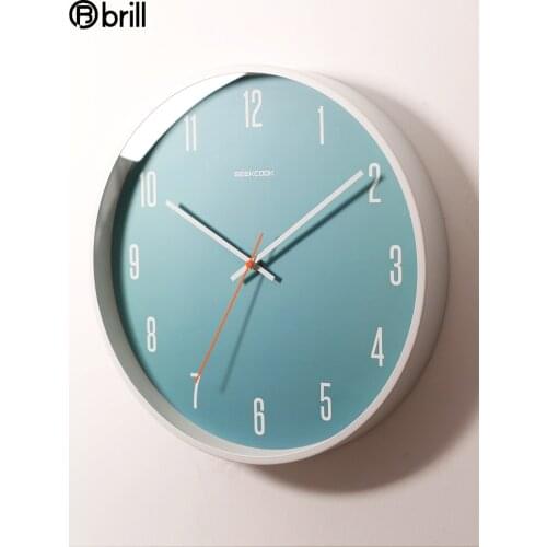 Brief Metal Wall Clock Silent Simple Wall Clock Wooden Creative Fashion Pure Blue Clocks Wall Home Decor Living Room Horloge